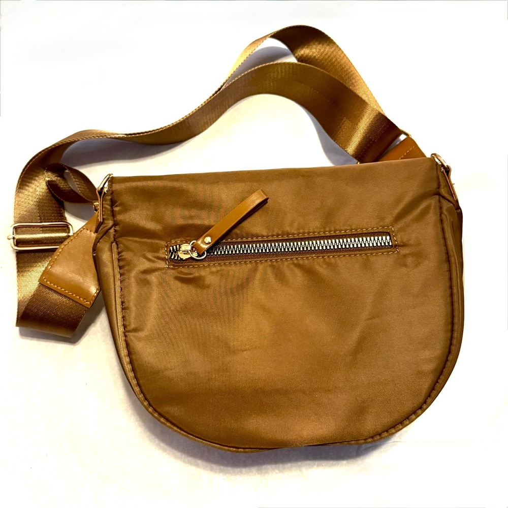Chocolate Nylon Double Zip Crossbody Bag NWT - Picture 6 of 10